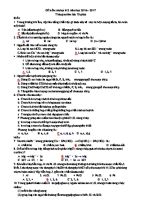 Đề kiểm tra học kỳ 2 môn Hóa học Lớp 12 - Năm học 2016-2017